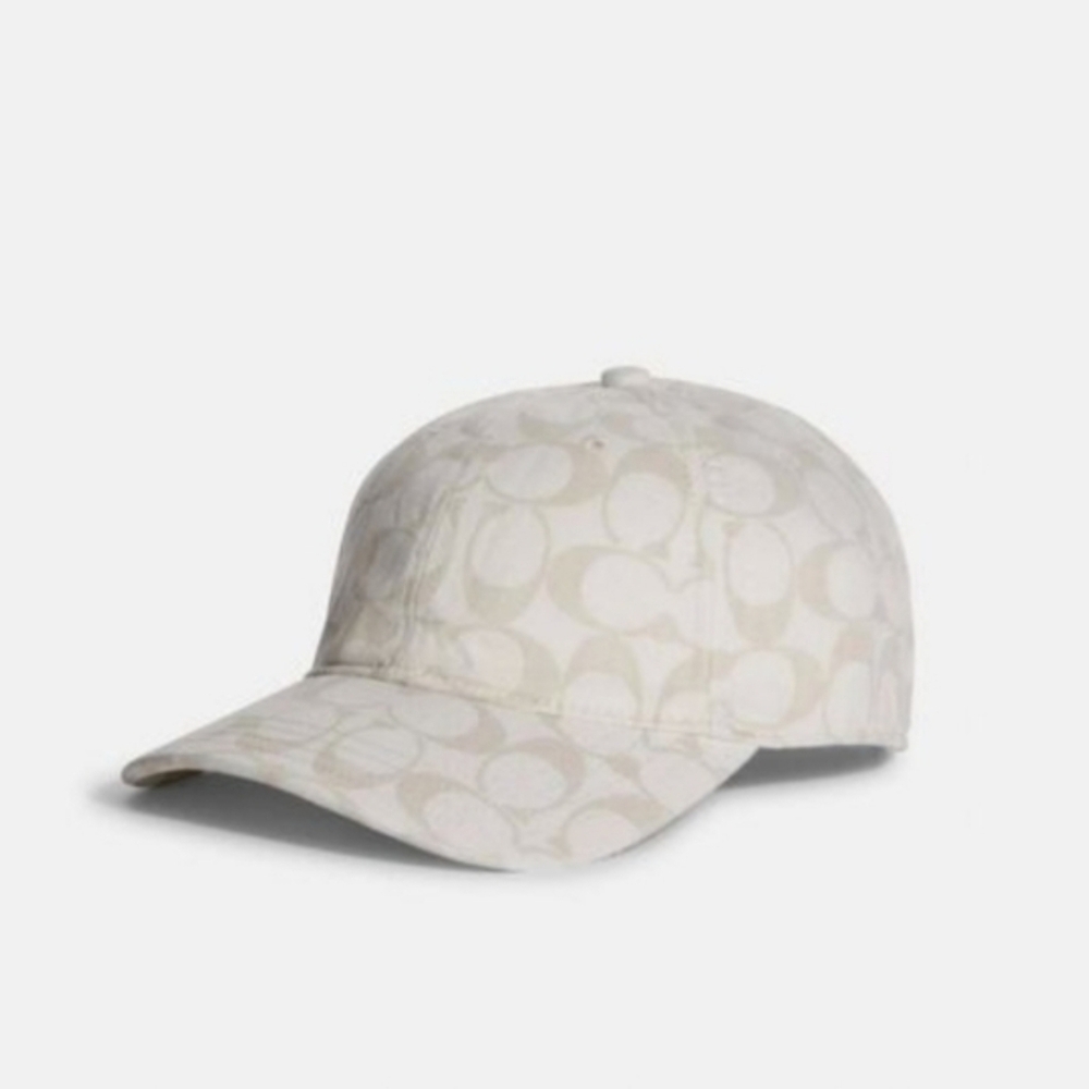 Coach Signature Chalk Denim Baseball Hat w/Dark Adjustable Strap, Size M-L, NWT